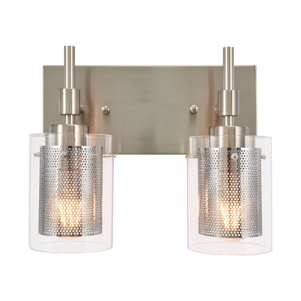 Chandelierias-Contemporary Double Lamp Shade Vanity Light-Wall Light-Nickel-