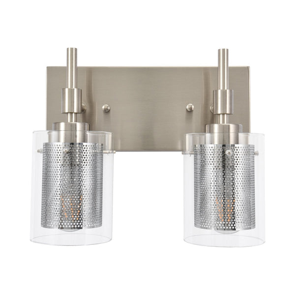 Chandelierias-Contemporary Double Lamp Shade Vanity Light-Wall Light-Nickel-