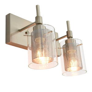 Chandelierias-Contemporary Double Lamp Shade Vanity Light-Wall Light-Nickel-