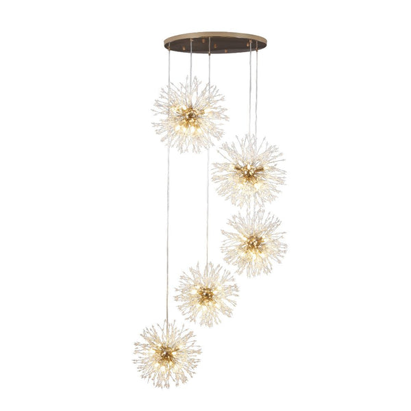 Chandelierias-Contemporary Gold Cluster Firework Sphere Chandelier-Chandeliers-40 Bulbs-Gold