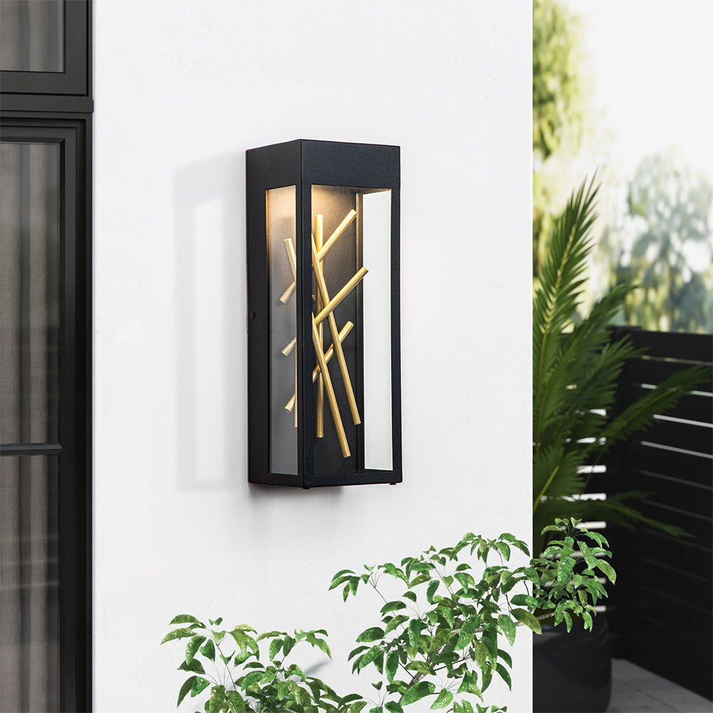 Contemporary Matte Black Cage LED Outdoor Wall Light | Chandelierias