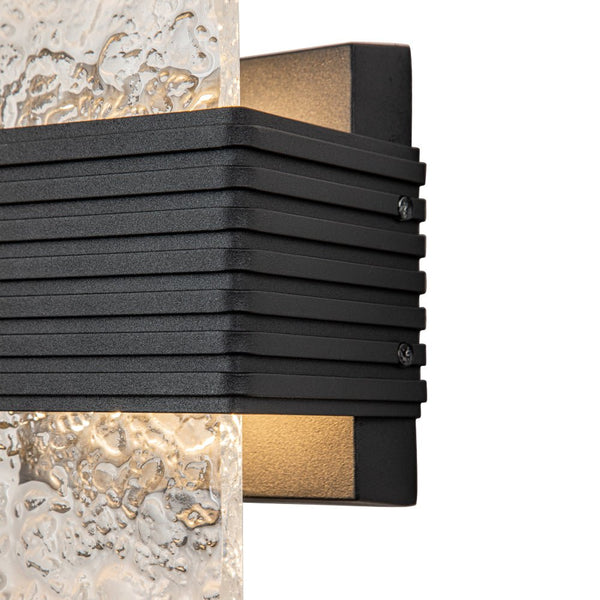 Chandelierias-Contemporary Minimalist Outdoor Water Ripples LED Wall Light-Wall Light-Black-2 Lights
