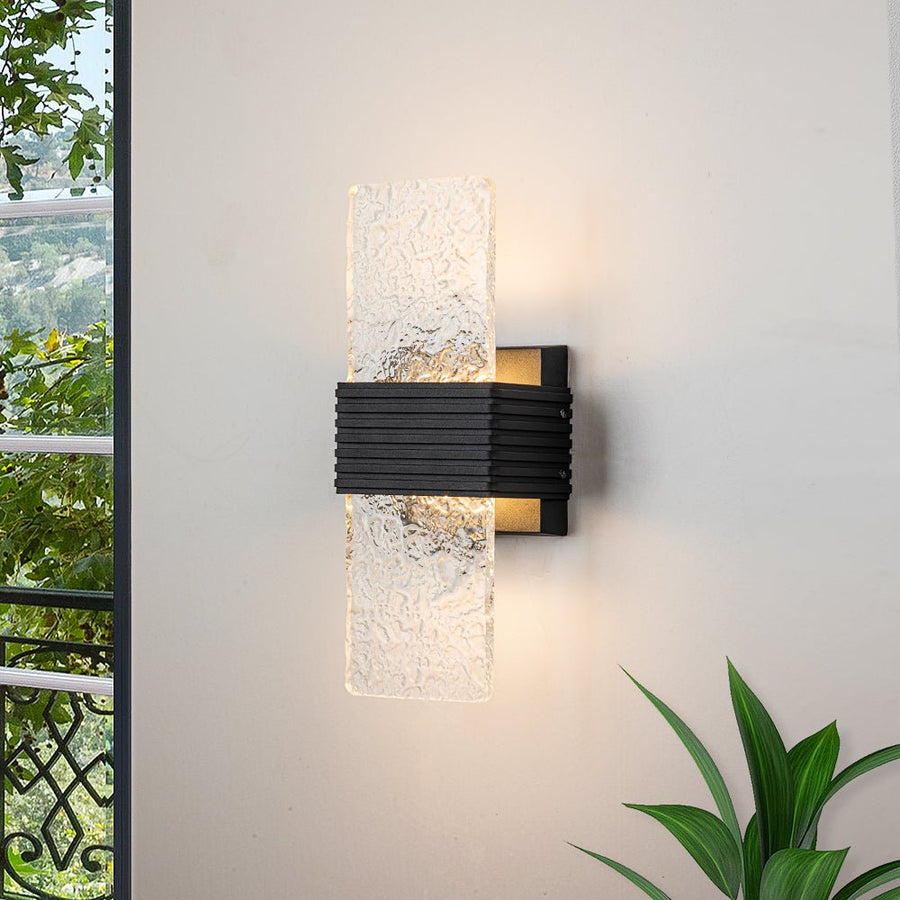 Chandelierias-Contemporary Minimalist Outdoor Water Ripples LED Wall Light-Wall Light-Black-2 Lights