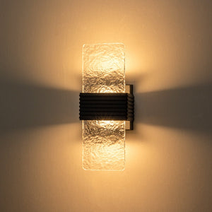 Chandelierias-Contemporary Minimalist Outdoor Water Ripples LED Wall Light-Wall Light-Black-2 Lights