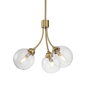 Chandelierias-Decorative 3-Light Clear Glass Globe Chandelier-Chandelier-Gold-