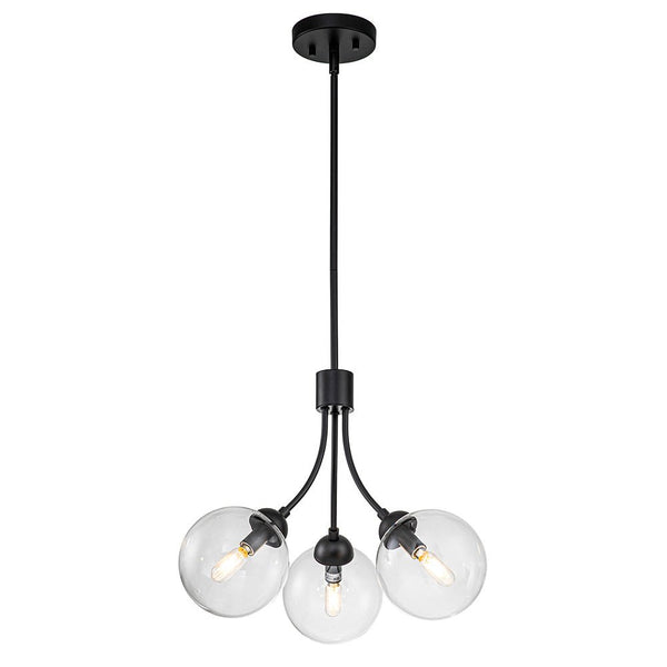 Chandelierias-Decorative 3-Light Clear Glass Globe Chandelier-Chandelier-Gold-