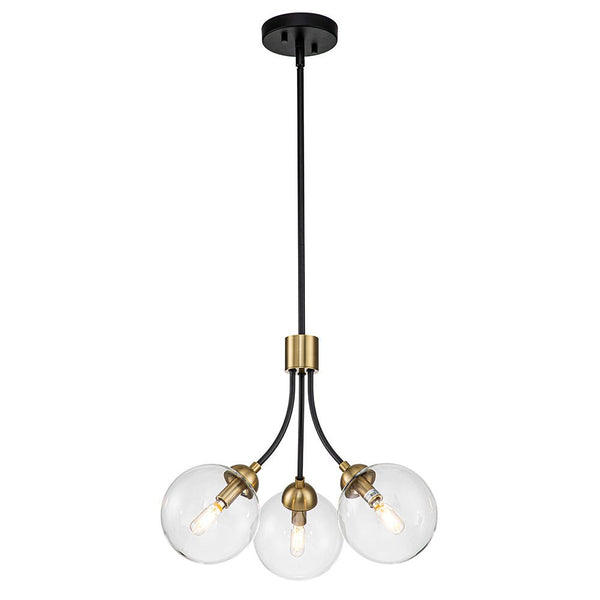 Chandelierias-Decorative 3-Light Clear Glass Globe Chandelier-Chandelier-Gold-