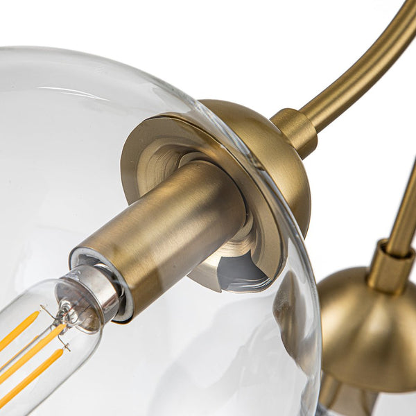 Chandelierias-Decorative 3-Light Clear Glass Globe Chandelier-Chandelier-Gold-