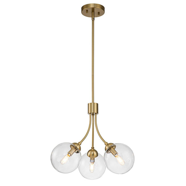 Chandelierias-Decorative 3-Light Clear Glass Globe Chandelier-Chandelier-Gold-