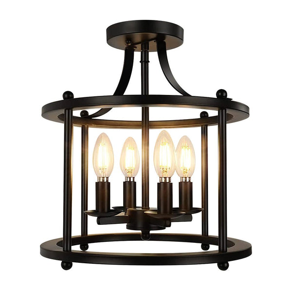 Chandelierias-Drum Caged Semi Flush Mount Ceiling Light-Semi Flush--