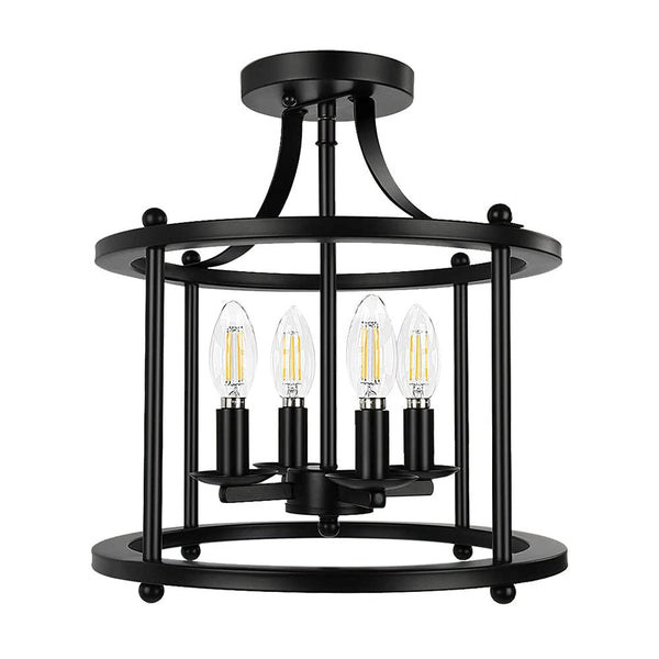 Chandelierias-Drum Caged Semi Flush Mount Ceiling Light-Semi Flush--