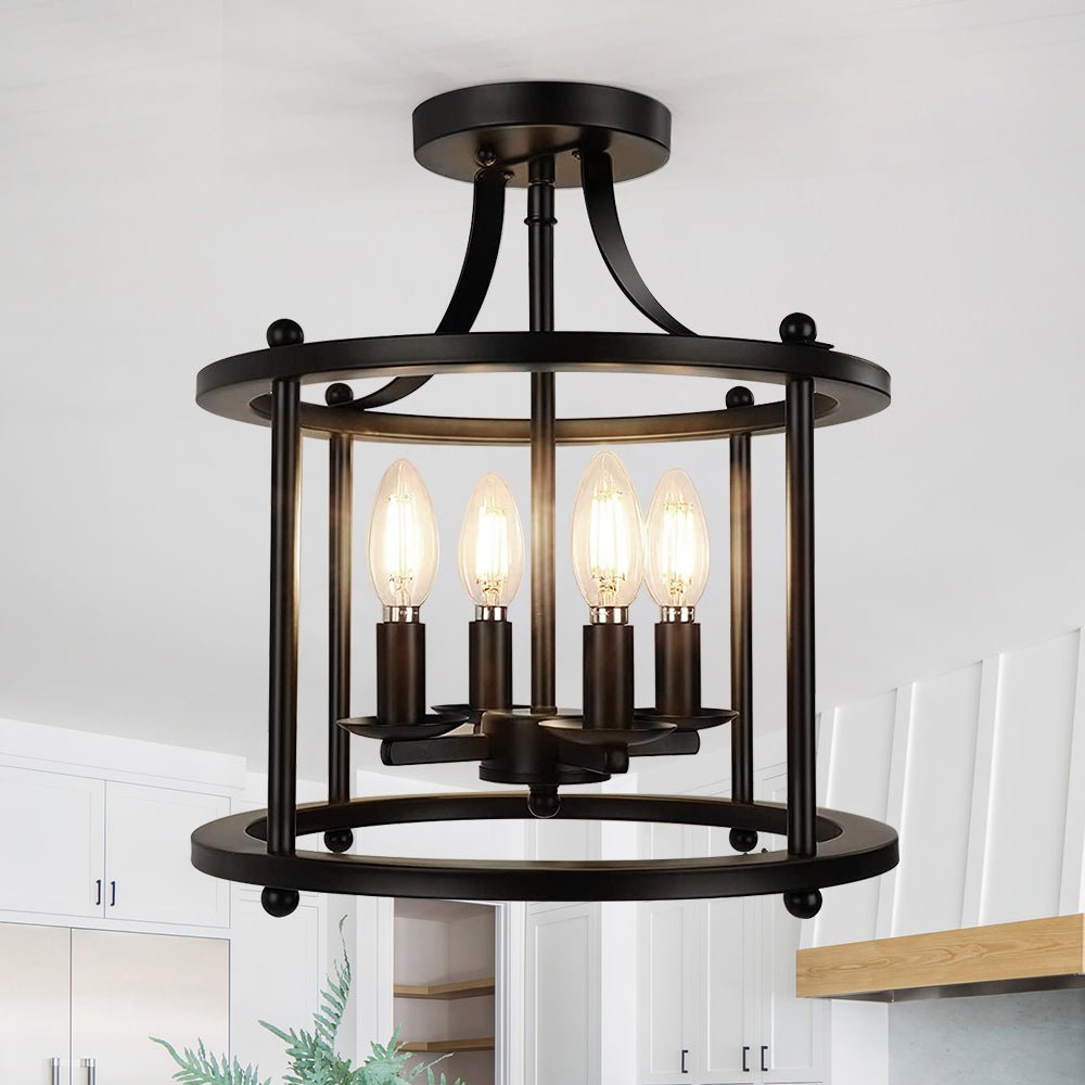 Drum Caged Semi Flush Mount Ceiling Light | Chandelierias, Drum Semi ...