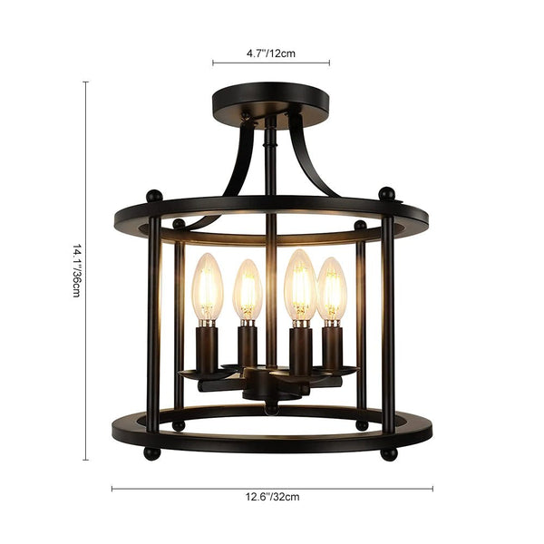 Chandelierias-Drum Caged Semi Flush Mount Ceiling Light-Semi Flush--