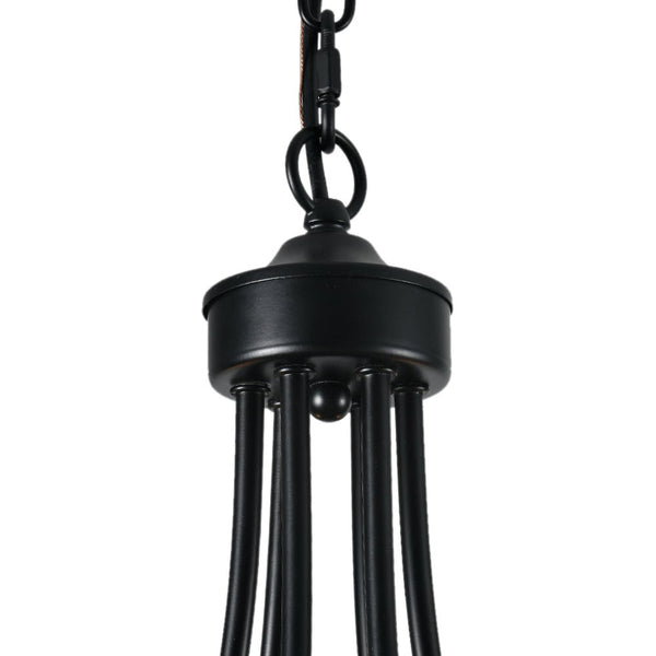 Chandelierias-Farmhouse 6-Light Candle-Style Wagon Wheel Chandelier-Chandeliers-Black & Faux Wood Grain-6 Bulbs