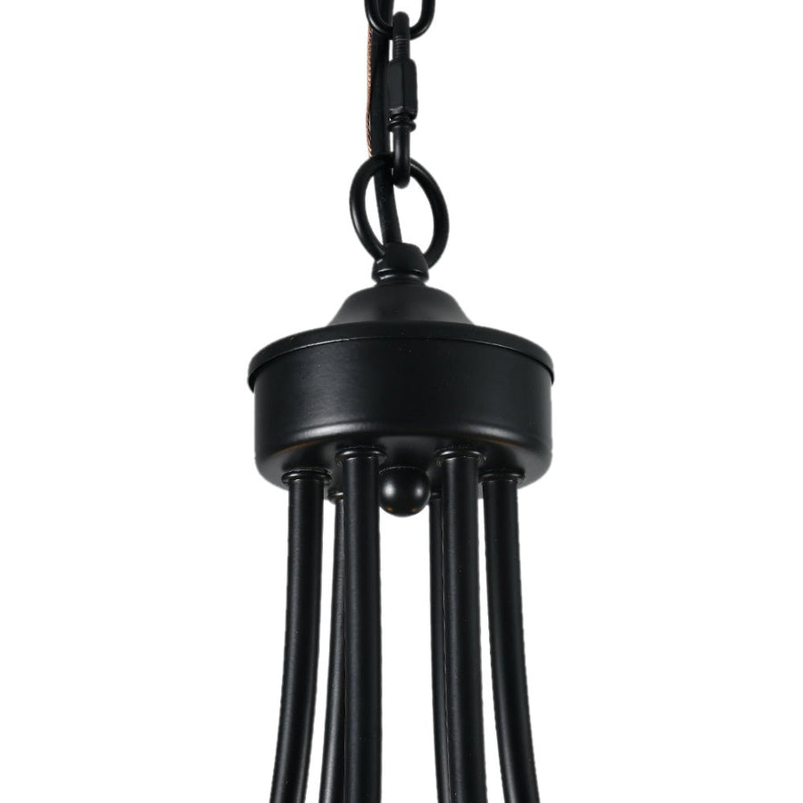 Chandelierias-Farmhouse 6-Light Candle-Style Wagon Wheel Chandelier-Chandeliers-Black & Faux Wood Grain-6 Bulbs