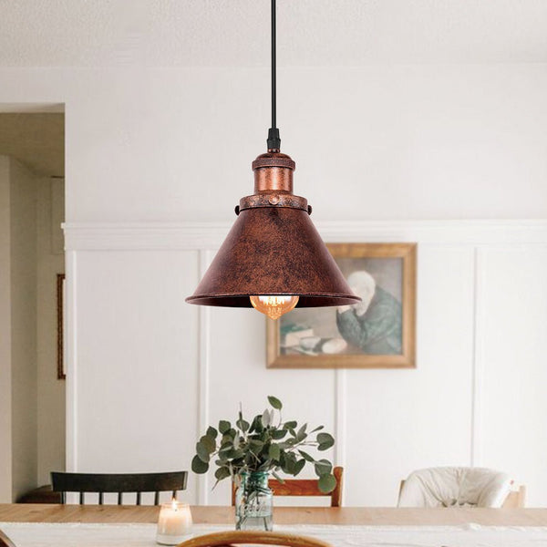 Chandelierias-Farmhouse Retro Cone Pendant Light-Pendant--