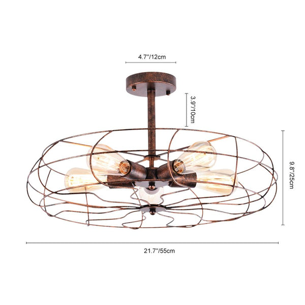 Chandelierias-Farmhouse Vintage Semi Flush Mount Ceiling Light-Semi Flush-Rusty-
