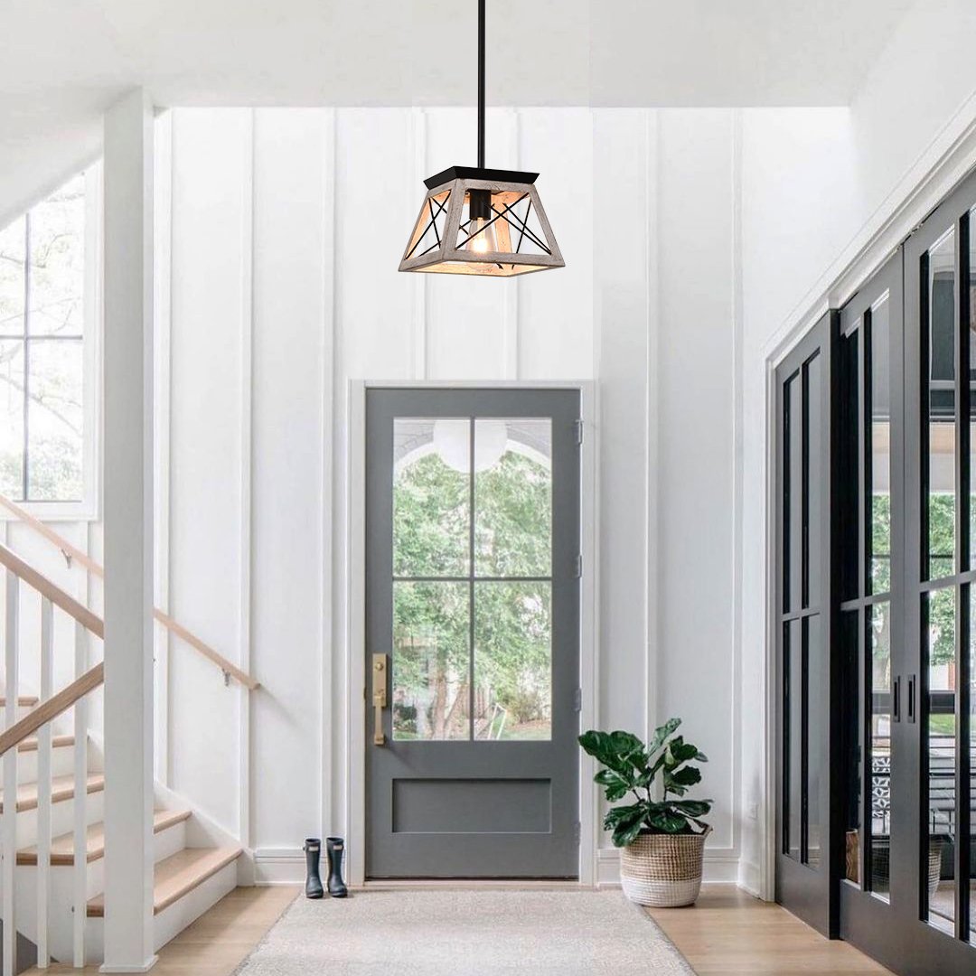 Farmhouse Wood-Like Single Pendant Light | Chandelierias, Farmhouse ...