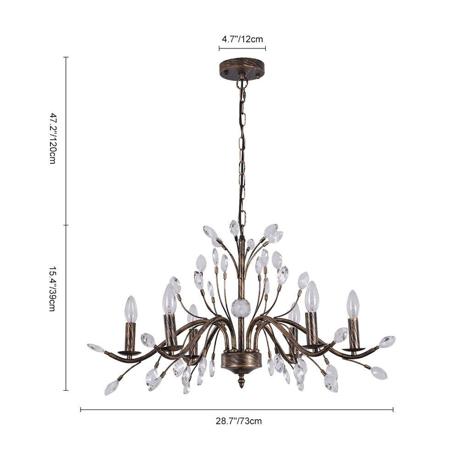 Chandelierias-French Vintage Candle Style Chandelier with Crystal Accents-Chandelier-6 Bulbs-