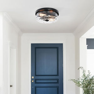 Chandelierias-Hammer Glass Drum Shaped Flush Mount-Flush Mount--