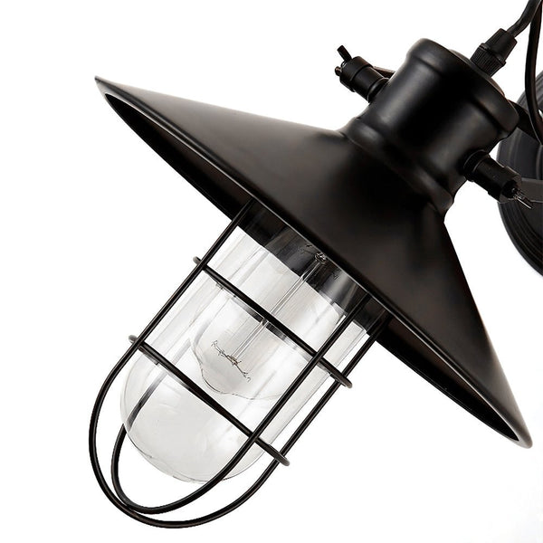 Chandelierias-Industrial 1-Light Black Metal Cage Wall Sconce-Wall Light--