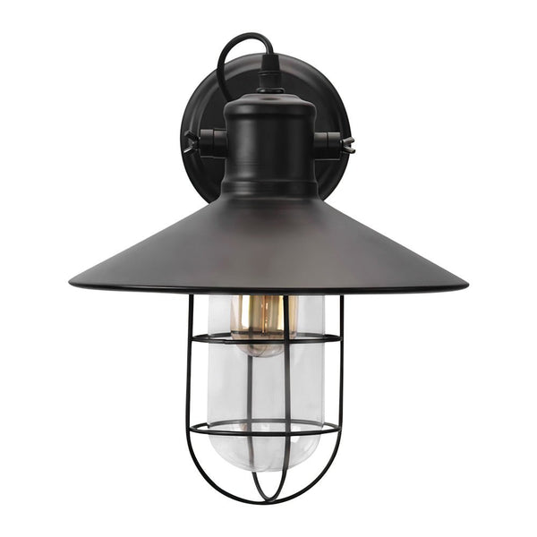 Chandelierias-Industrial 1-Light Black Metal Cage Wall Sconce-Wall Light--