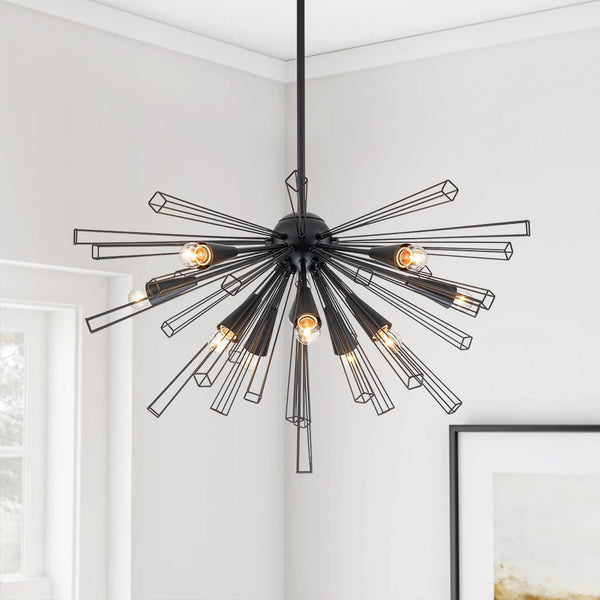 Chandelierias-Industrial 10-Light Sputnik Sphere Chandelier-Chandeliers-Black-