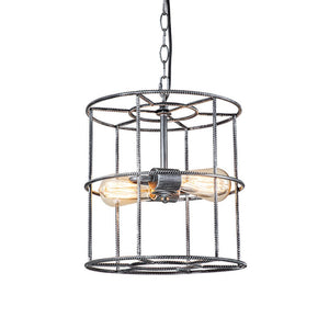 Chandelierias-Industrial 2-Light Caged Cylinder Pendant-Pendant-Silver-Gray-