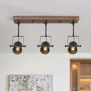 Chandelierias-Industrial 3-Light Black Pendant Track Lighting-Pendant--