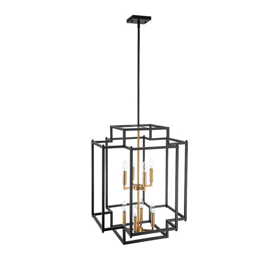 Chandelierias-Industrial 8-Light Tiered Square Cage Candle Pendant-Chandeliers-8 Bulbs-