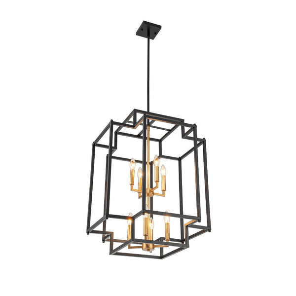 Chandelierias-Industrial 8-Light Tiered Square Cage Candle Pendant-Chandeliers-8 Bulbs-