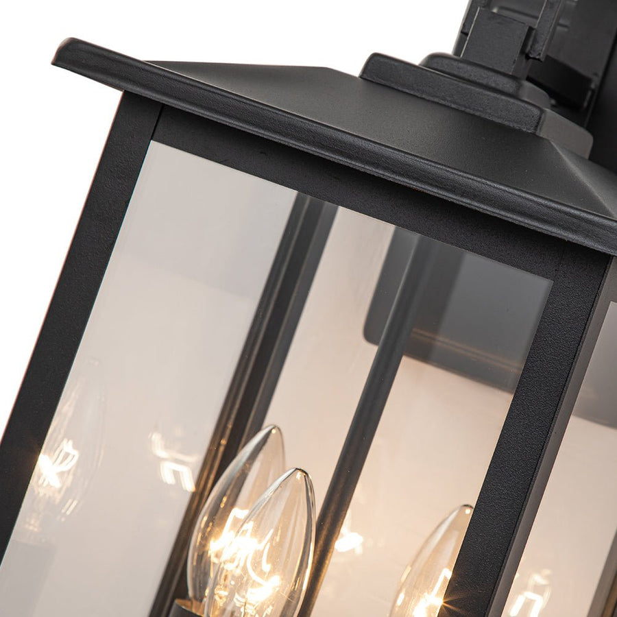 Chandelierias-Industrial Lantern 3-Light Glass Outdoor Wall Sconce-Wall Light-Black-