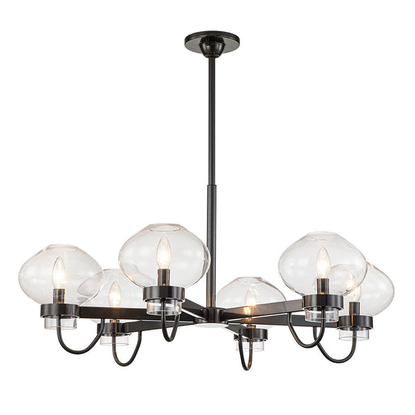 Chandelierias-Inventive 6-Light Clear Jellyfish Glass Round Chandelier-Chandeliers-Black-