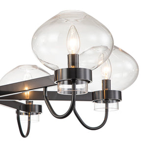 Chandelierias-Inventive 6-Light Clear Jellyfish Glass Round Chandelier-Chandeliers-Black-
