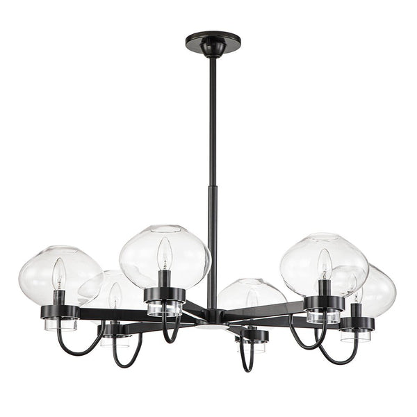 Chandelierias-Inventive 6-Light Clear Jellyfish Glass Round Chandelier-Chandeliers-Black-