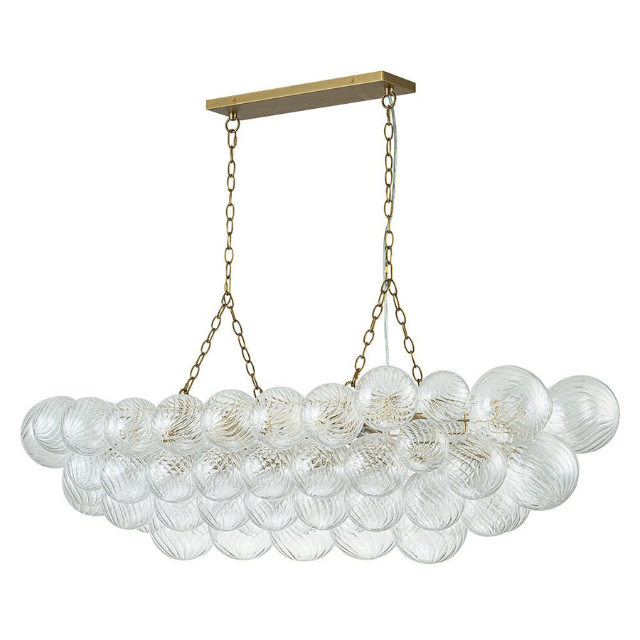 Chandelierias-Luxe 8-Light Clear Swirled Glass Globe Bubble Island Chandelier-Chandeliers-Brass-