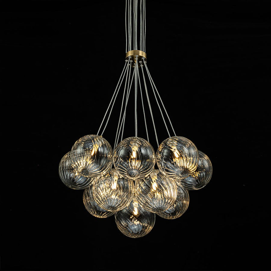 Chandelierias-Luxe Floating Cluster Swirl Glass Globe Bubble Chandelier-Chandeliers-13 Bulbs-