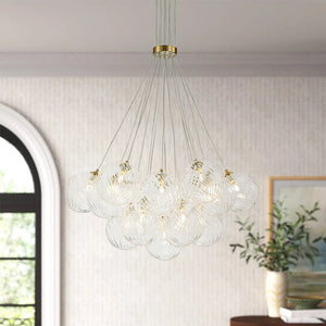 Chandelierias-Luxe Floating Cluster Swirl Glass Globe Bubble Chandelier-Chandeliers-19 Bulbs-