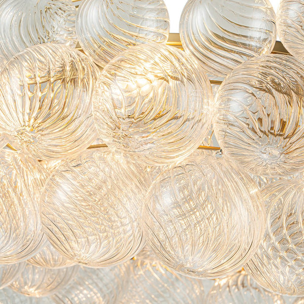 Chandelierias-Luxe Swirl Glass Globes Cluster Bubble Ring Chandelier-Chandeliers-Brass-12 Bulbs