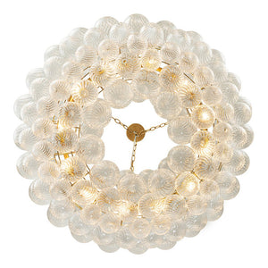 Chandelierias-Luxe Swirl Glass Globes Cluster Bubble Ring Chandelier-Chandeliers-Brass-12 Bulbs