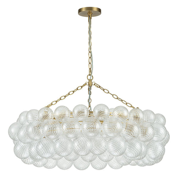 Chandelierias-Luxe Swirl Glass Globes Cluster Bubble Ring Chandelier-Chandeliers-Brass-12 Bulbs