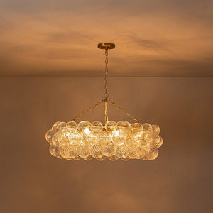 Chandelierias-Luxe Swirl Glass Globes Cluster Bubble Ring Chandelier-Chandeliers-Brass-12 Bulbs