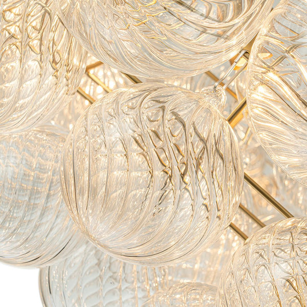 Chandelierias-Luxe Swirl Glass Globes Cluster Bubble Ring Chandelier-Chandeliers-Brass-12 Bulbs