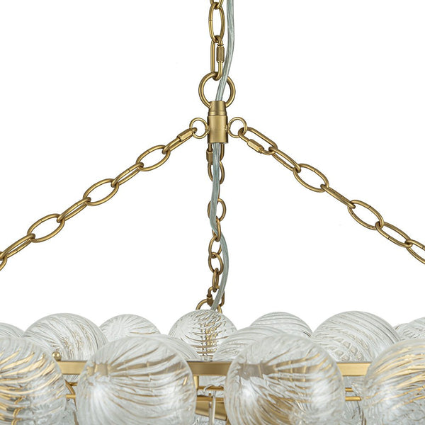 Chandelierias-Luxe Swirl Glass Globes Cluster Bubble Ring Chandelier-Chandeliers-Brass-12 Bulbs