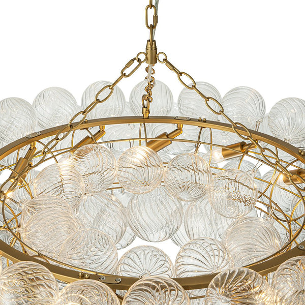 Chandelierias-Luxe Swirl Glass Globes Cluster Bubble Ring Chandelier-Chandeliers-Brass-12 Bulbs