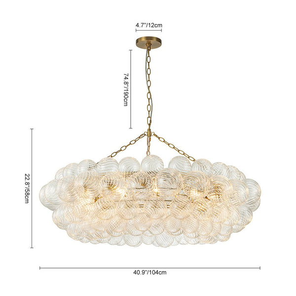 Chandelierias-Luxe Swirl Glass Globes Cluster Bubble Ring Chandelier-Chandeliers-Brass-12 Bulbs