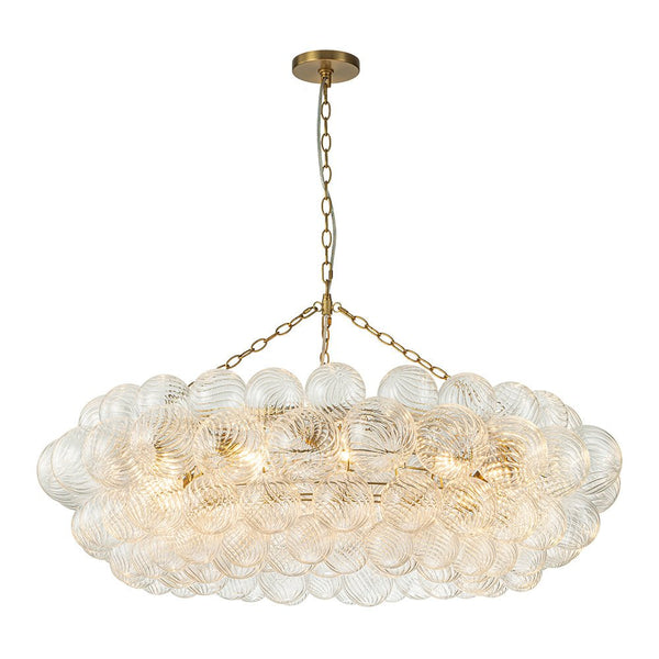 Chandelierias-Luxe Swirl Glass Globes Cluster Bubble Ring Chandelier-Chandeliers-Brass-12 Bulbs