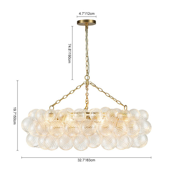 Chandelierias-Luxe Swirl Glass Globes Cluster Bubble Ring Chandelier-Chandeliers-Brass-12 Bulbs