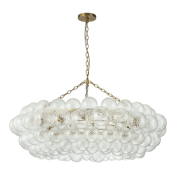 Chandelierias-Luxe Swirl Glass Globes Cluster Bubble Ring Chandelier-Chandeliers-Brass-12 Bulbs