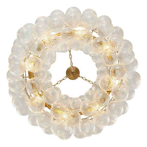 Chandelierias-Luxe Swirl Glass Globes Cluster Bubble Ring Chandelier-Chandeliers-Brass-12 Bulbs